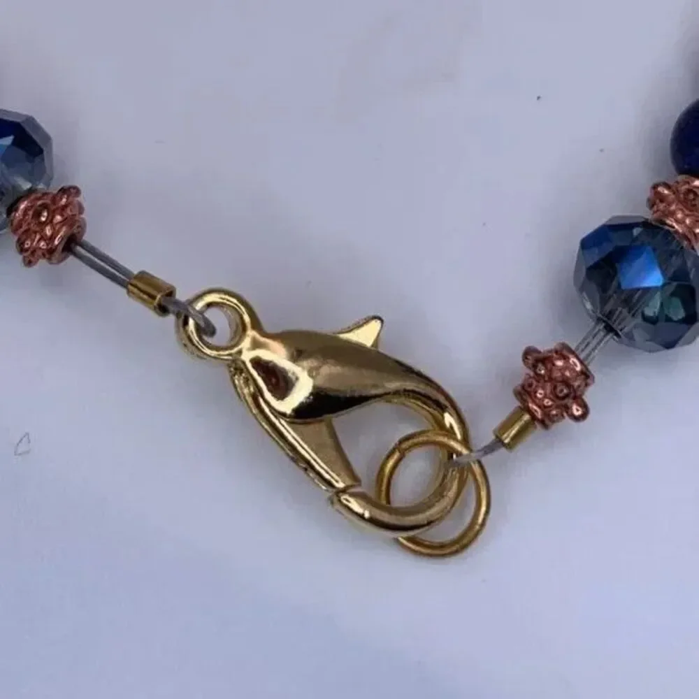 Vintage 90s Blown Glass Teardrop Flower Pendant Necklace 21in
